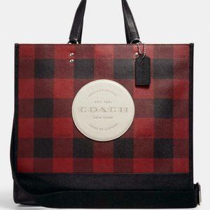 RARE FIND NWT Coach Dempsey XLg Red/BLK Plaid Tote